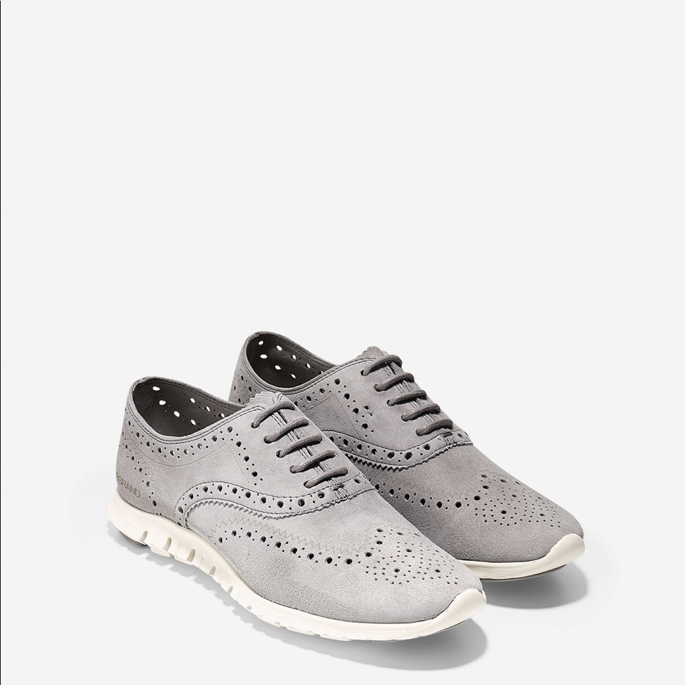 Cole Haan ZEROGRAND Wingtip Oxford gray suede, 6.5